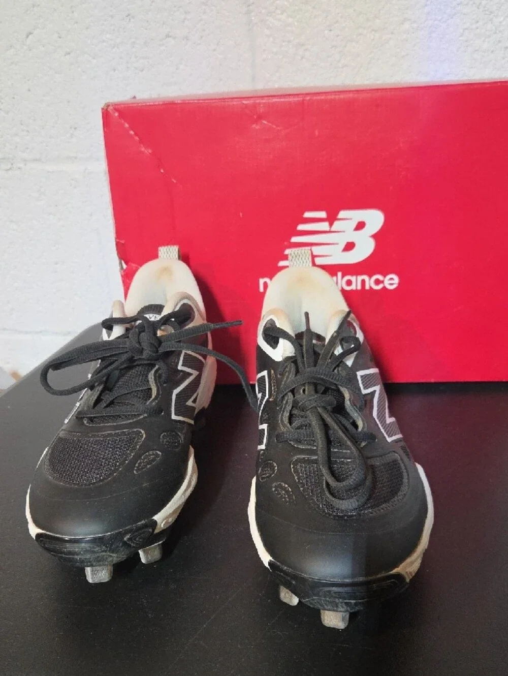 New Balance Womens Fresh Foam X Velo V4 Metal Black and White Baseball Cleats